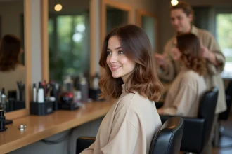 Femme élégante dans un salon de coiffure moderne