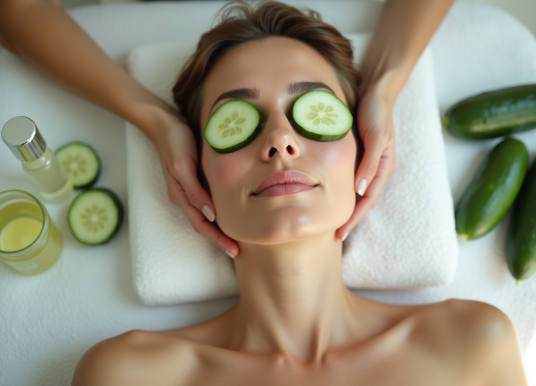 Concombres sur le visage : bienfaits et durée d’application recommandée