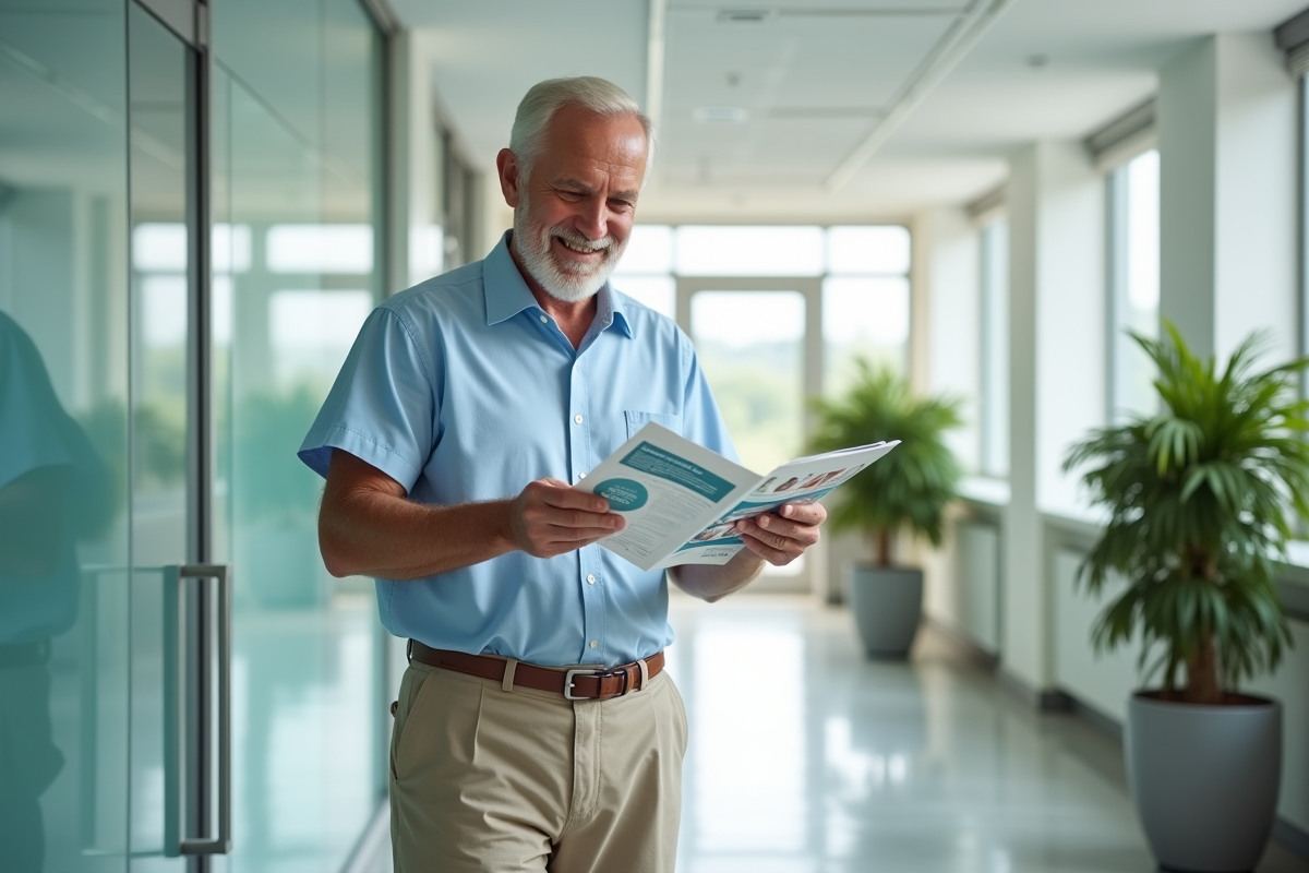 Homme souriant dans le couloir d