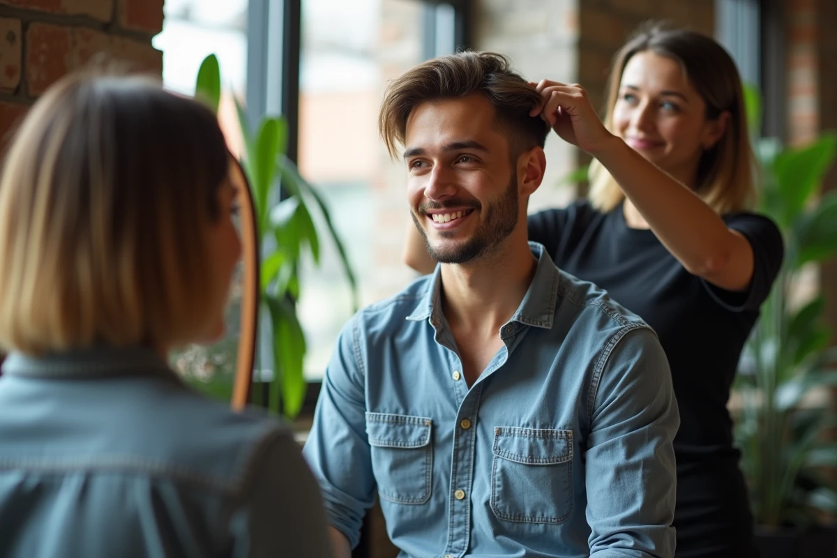 Jeune homme avec coiffure ombré dans un loft urbain