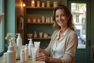 Femme parisienne souriante dans un institut de beauté